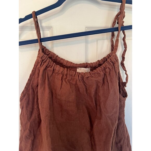 Bella Umbra Made in Italy 100% Linen Brown Tank Top Size Small - Picture 2 of 7